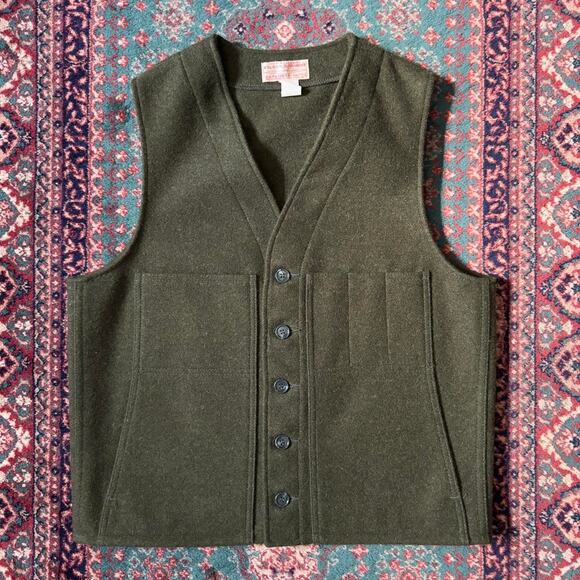 Vintage 60s Filson Green Wool Mackinaw Cruiser Vest Size 42 100% Wool USA - Picture 1 of 8